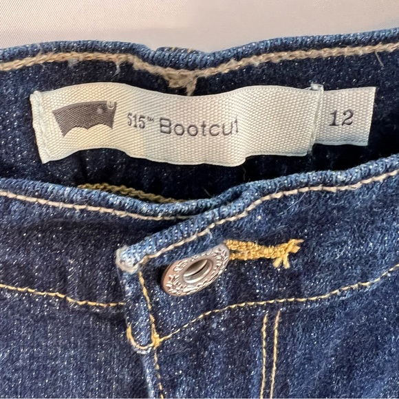 Levis 515 Bootcut Jeans Medium Wash Blue Flared Mid Rise Womens 32 Embroidered - Picture 3 of 4